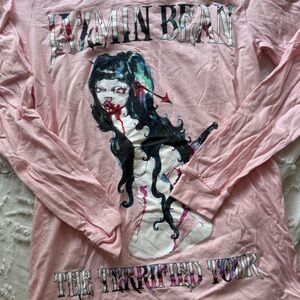 JASMIN BEAN MERCH S NEVER WORN THE TERRIFIED TOUR LIGHT PINK LONG SLEEVE T SHIRT